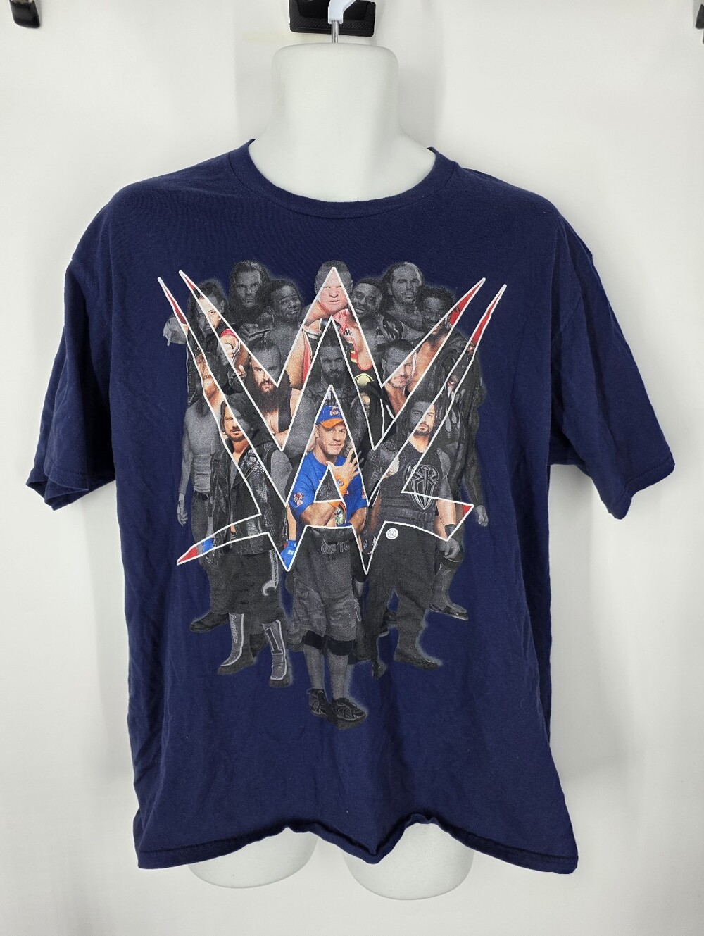 WWE Superstars Roster Graphic Tee XL Blue Port & Company John Cena Roman Reigns
